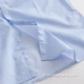 Chemise décontractée à carreaux bleue pour homme à manches longues
